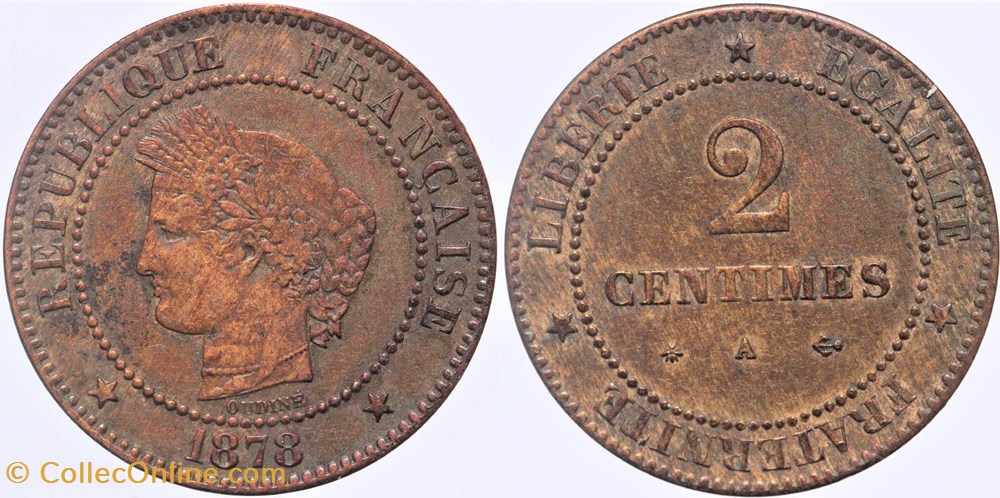F-109 - Troisième République - Cérès - 2 c. - 1878 A monnaies monde france f 109 troisieme republique ceres 2 c 1878 a