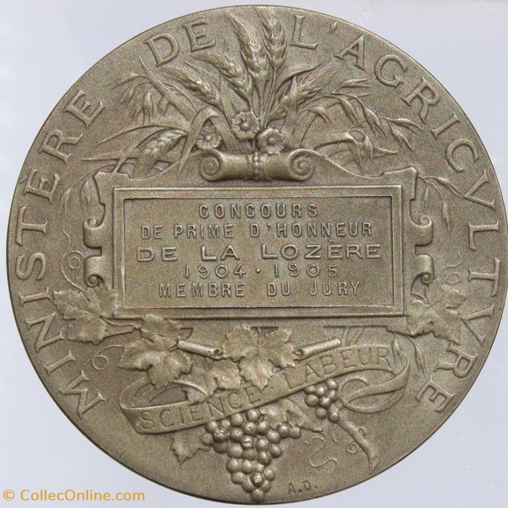 1904-1905 - Concours de prime d'honneur 3 medailles france 1904 1905 concours de prime honneur