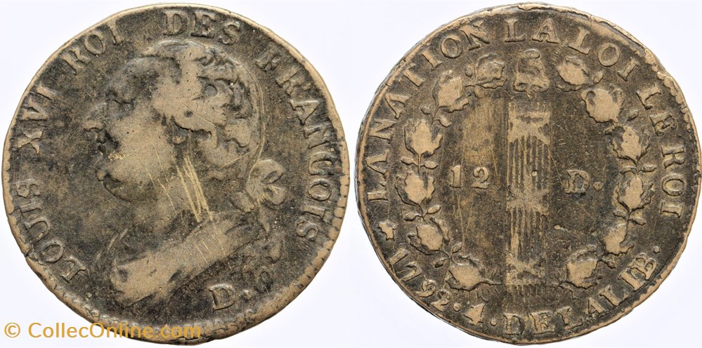 monnaies europe medievale a france royales r 34 louis xvi 12 deniers 1792 dijon