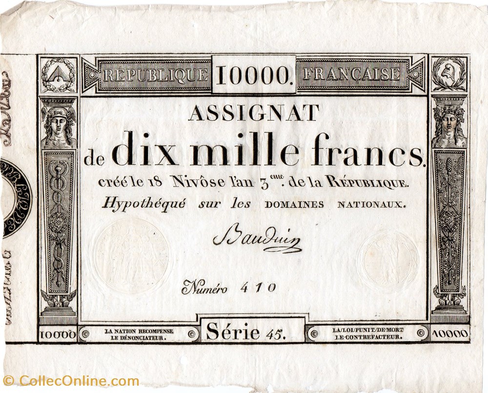 Assignat de 10000 francs - 18 nivôse AN III billets europe france assignat de 10000 francs 18 nivose an iii