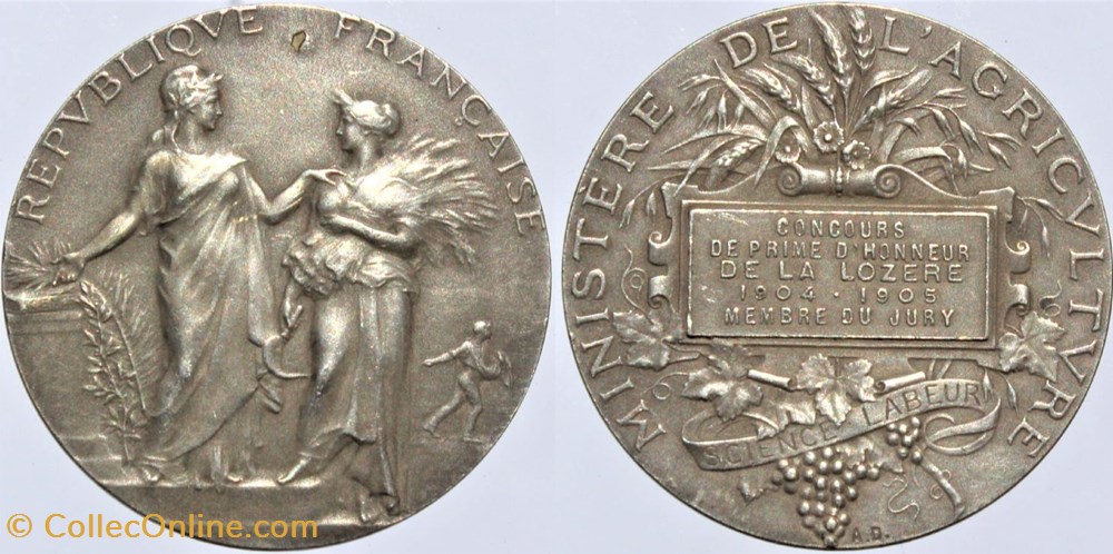 1904-1905 - Concours de prime d'honneur medailles france 1904 1905 concours de prime honneur