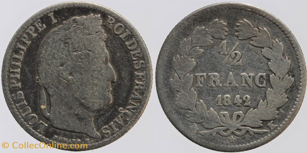 F-182 - Louis Philippe I - 1/2 franc - 1842 K monnaies monde france f 182 louis philippe i 1 2 franc 1842 k