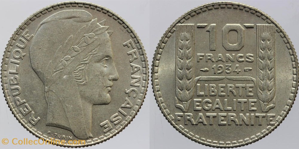 monnaies monde france f 360 turin 10 fr 1934