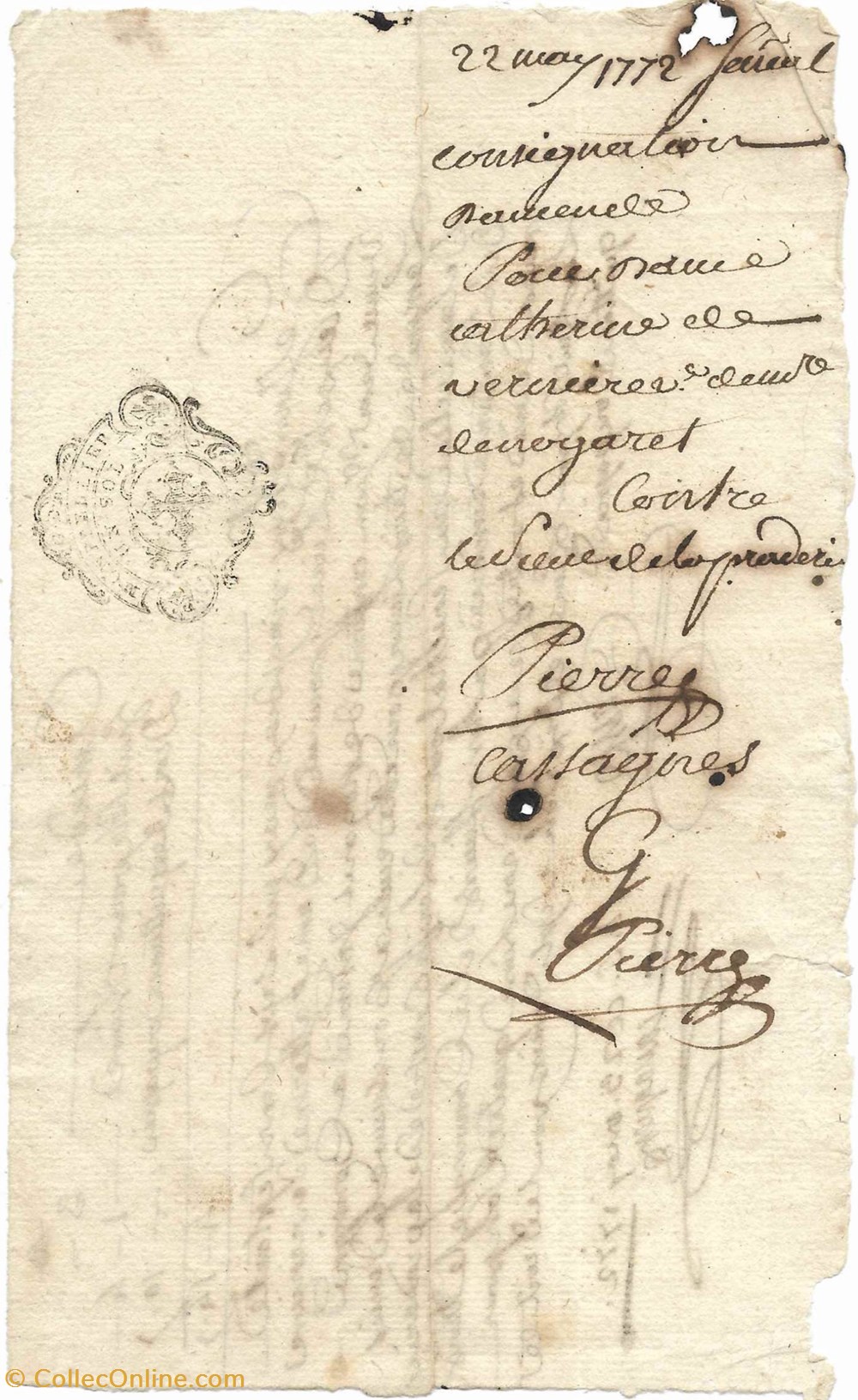 documents anciens autres 1772 consignation amende de procedure