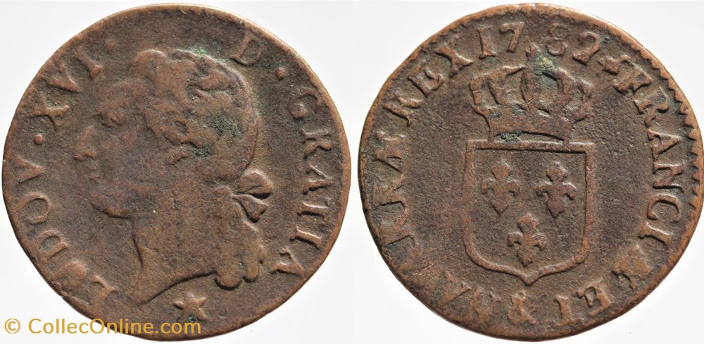 Dy 1715 - Louis XVI - 1/2 sol - 1782, Aix, étoile monnaies europe medievale france royales dy 1715 louis xvi 1 2 sol 1782 aix etoile