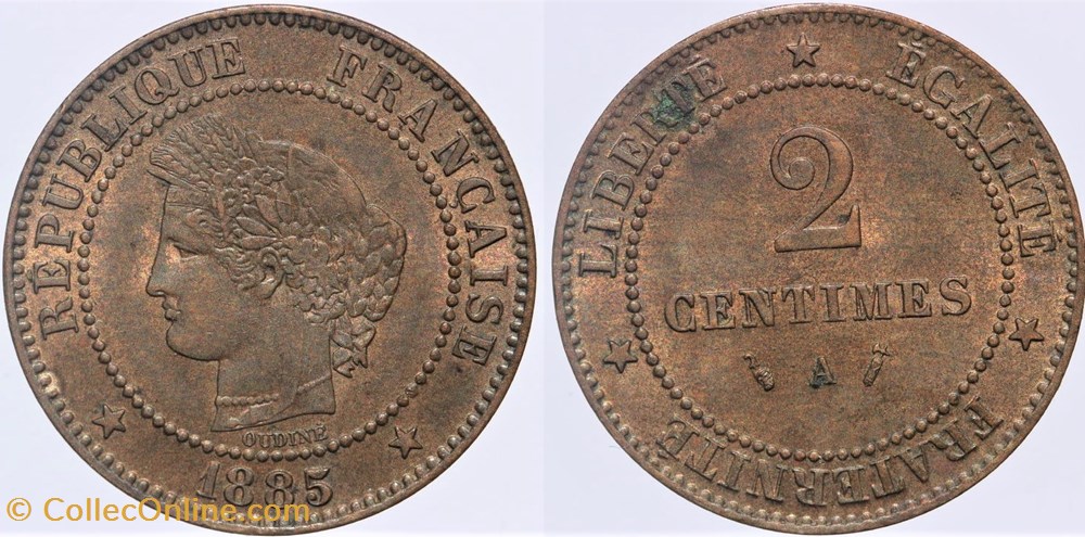 F-109 - Troisième République - Cérès - 2 c. - 1885 A monnaies monde france f 109 troisieme republique ceres 2 c 1885 a