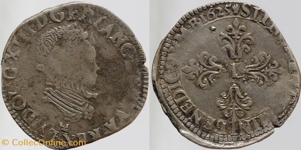 monnaies europe medievale france royales dy 1307 louis xiii 1 2 franc 1625 toulouse
