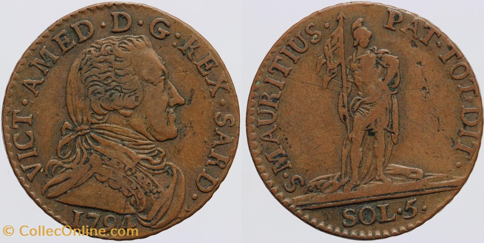 Savoie - Victor Amédée III - 5 sols - 1794 monnaies france feodales savoie victor amedee iii 5 sols 1794