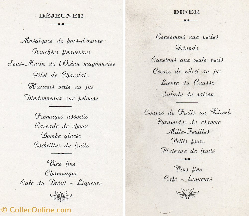 1952 - Menu de mariage au Massegros documents anciens menus 1952 menu de mariage au massegros