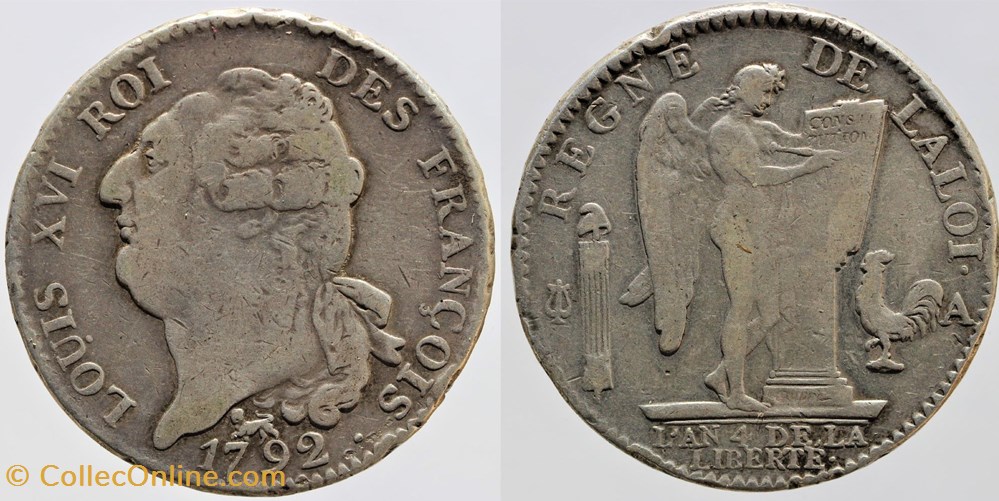 monnaies europe medievale france royales r 46 louis xvi ecu 1792 paris