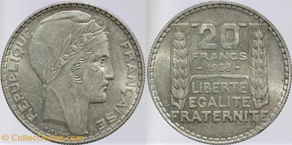 monnaies monde france f 400 turin 20 fr 1938