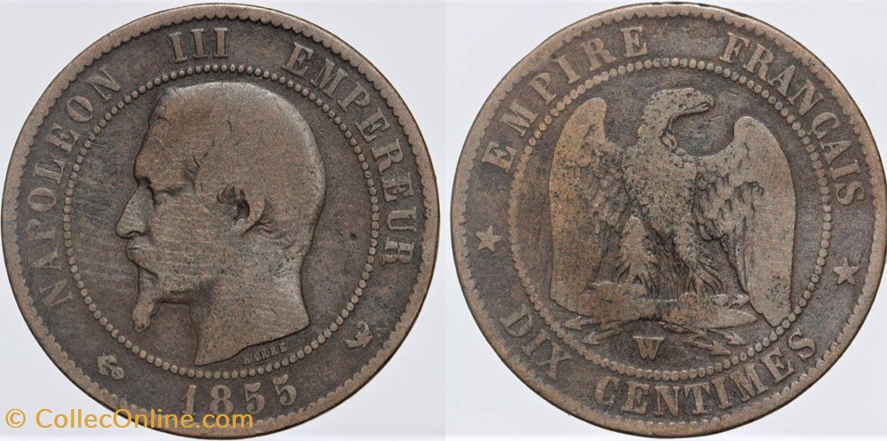 F-133 - Second Empire - 10 centimes - 1855 W ancre monnaies monde france f 133 second empire 10 centimes 1855 w ancre