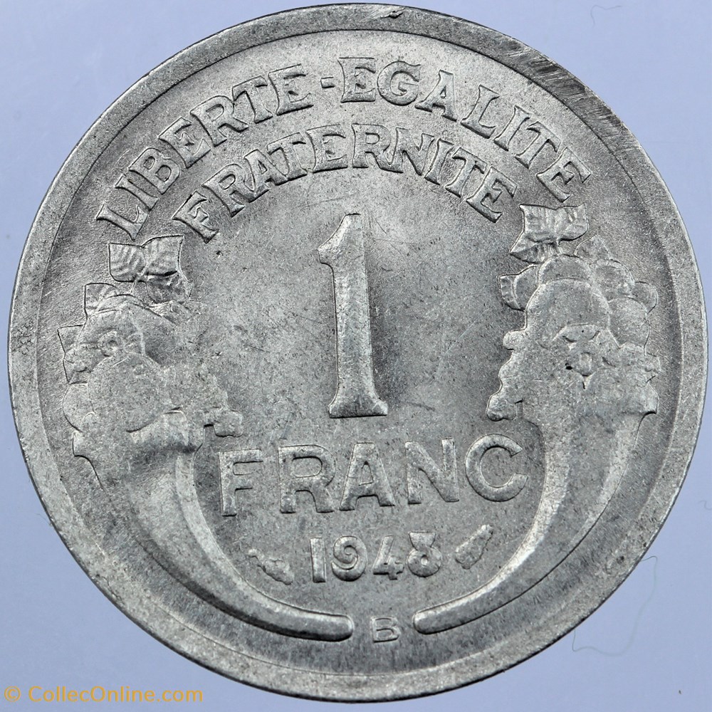F-221 - Morlon - 1 fr. - 1948 B - 0,61 g 3 monnaies monde france f 221 morlon 1 fr 1948 b 0 61 g