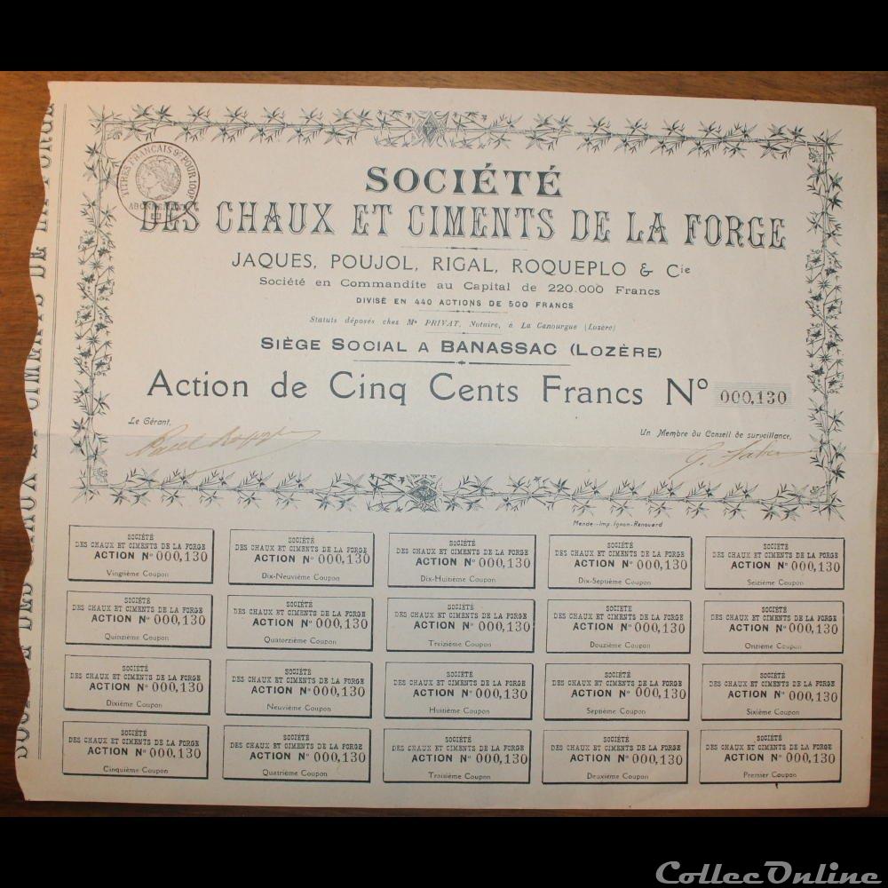 vieux papier action titre montre ancienne 1930 1940 banassac