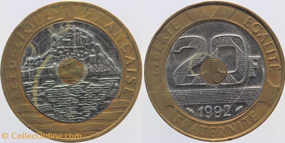 F-403 - Mont St-Michel - 20 fr. - 1992, fausse monnaies monde france f 403 mont st michel 20 fr 1992 fausse