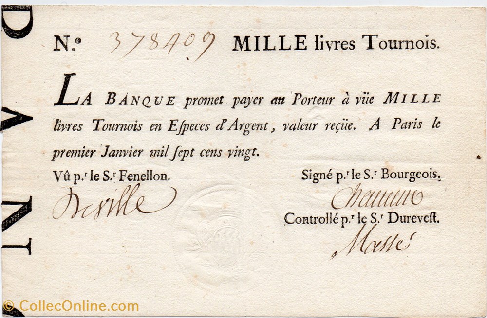 billets europe france banque royale 1000 livres tournois