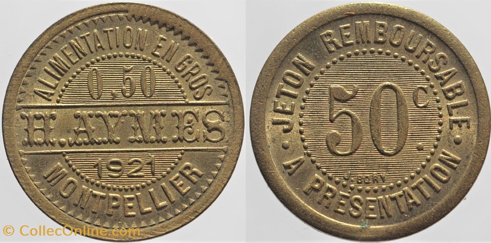 34 - Montpellier - 50 centimes - H. Aymes monnaies monde france 34 montpellier 50 centimes h aymes