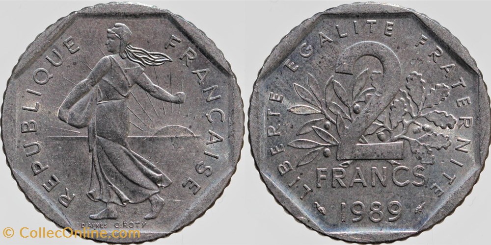 monnaies monde france f 272 roty 2 frs 1989