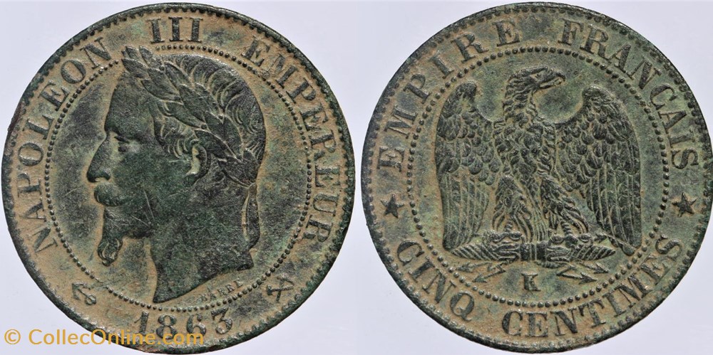 F-117 - Second Empire - 5 centimes - 1863 K monnaies monde france f 117 second empire 5 centimes 1863 k
