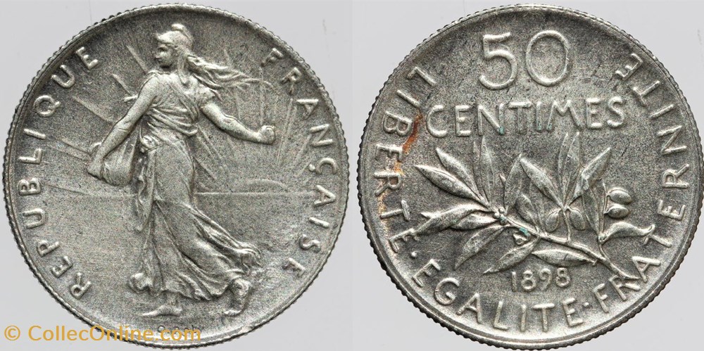 F-190 - Roty - 50 c. - 1898 monnaies monde france f 190 roty 50 c 1898