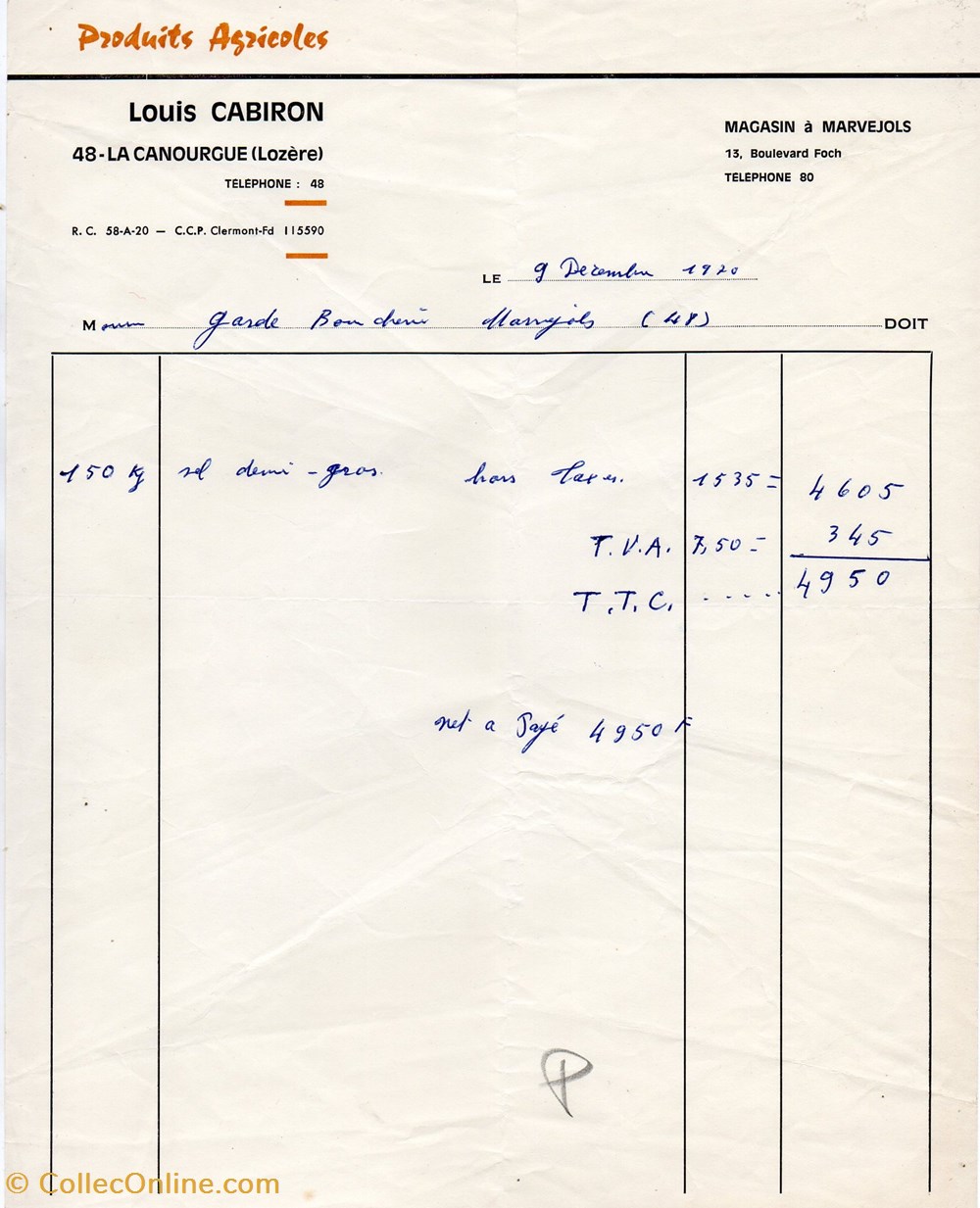 Cabiron Louis (1970) documents anciens factures commerciaux cabiron louis 1970