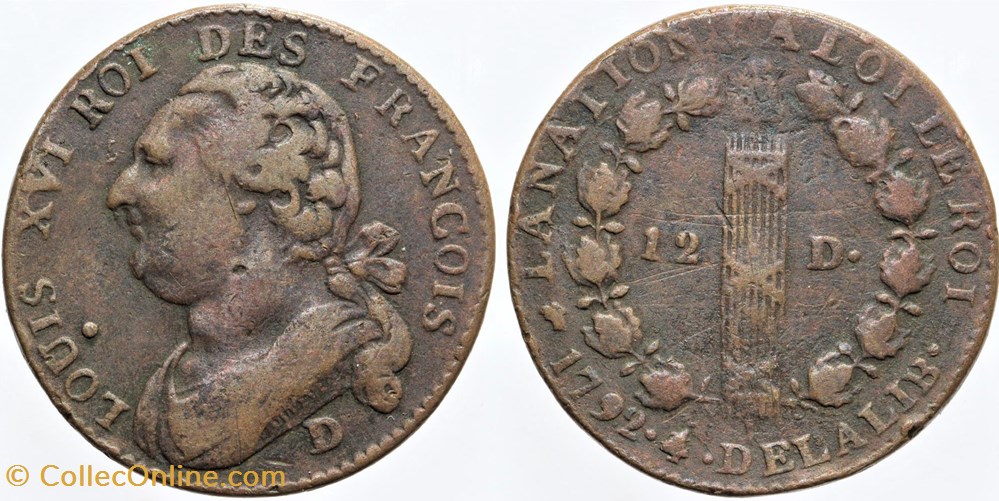 monnaies europe medievale a france royales r 34 louis xvi 12 deniers 1792 lyon