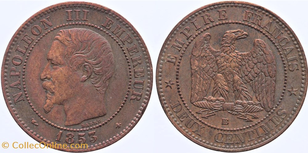 F-107 - Second Empire - 2 centimes - 1853 BB monnaies monde france f 107 second empire 2 centimes 1853 bb