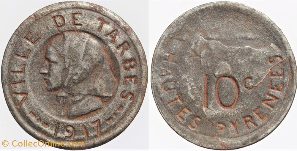 65 - Tarbes - 10 centimes monnaies monde france 65 tarbes 10 centimes