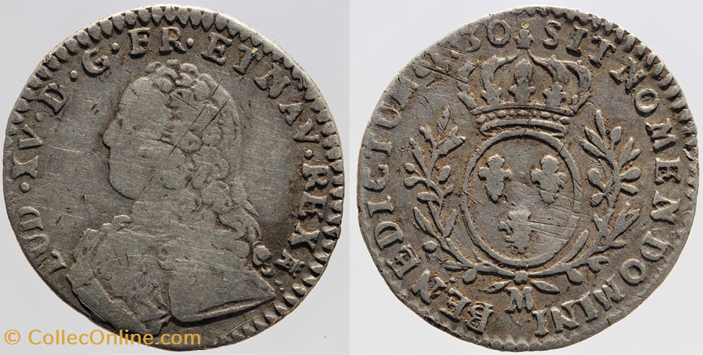 monnaies europe medievale a france royales dy 1678 louis xv 1 10 ecu 1730 toulouse
