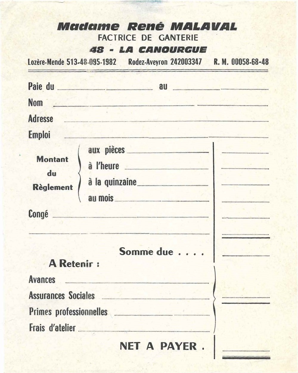 documents anciens factures commerciaux malaval 1982