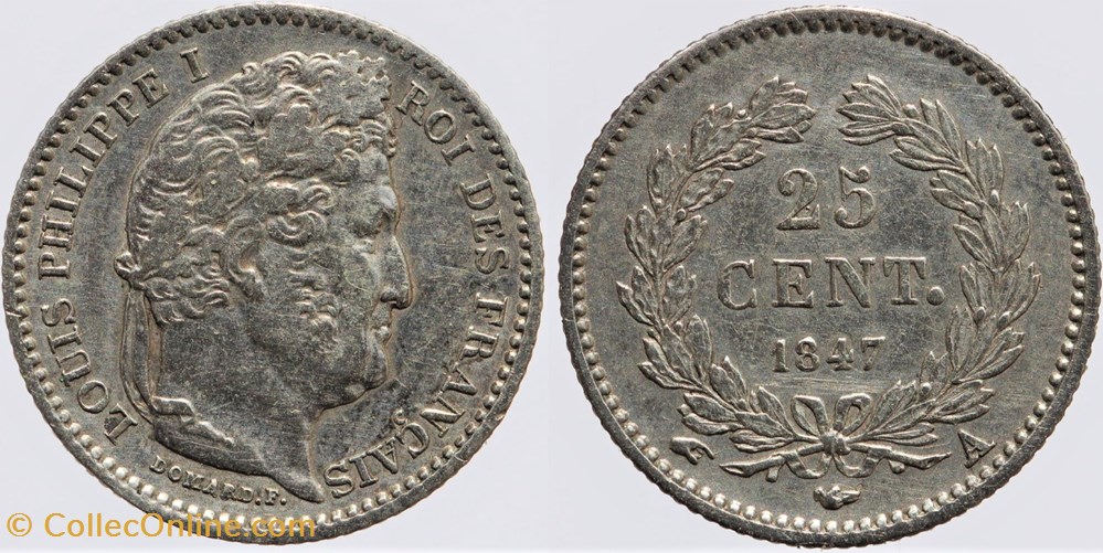 monnaies monde france f 167 louis philippe i 25 centimes 1847 a
