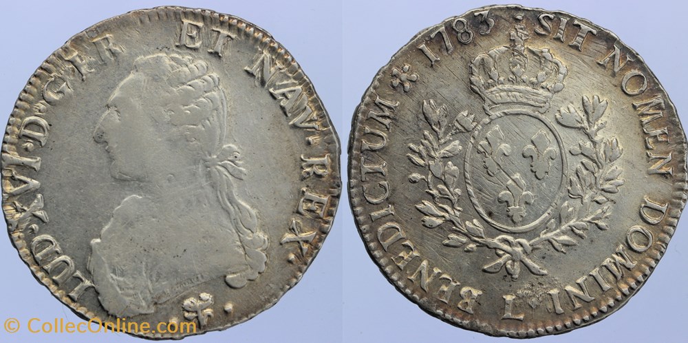 Dy 1708 - Louis XVI - Ecu - 1783 Bayonne monnaies europe medievale france royales dy 1708 louis xvi ecu 1783 bayonne