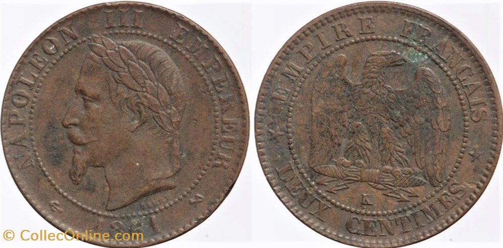 F-108 - Second Empire - 2 centimes - 1861 K monnaies monde france f 108 second empire 2 centimes 1861 k