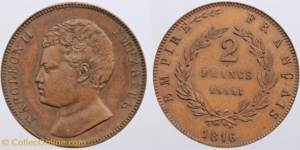 1816 - Napoléon II - Essai de la 2 francs monnaies monde france 1816 napoleon ii essai de la 2 francs