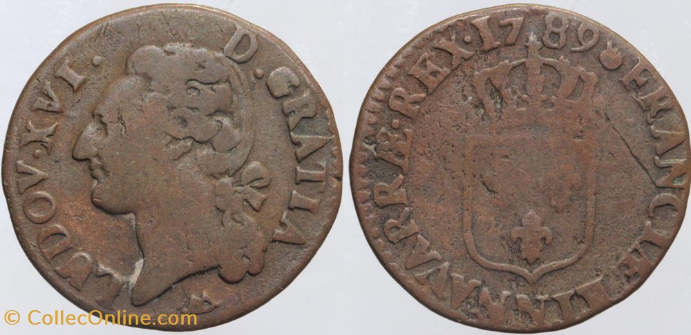 R-02 - Louis XVI - 1/2 sol - 1789, Montpellier monnaies europe medievale a france royales r 02 louis xvi 1 2 sol 1789 montpellier