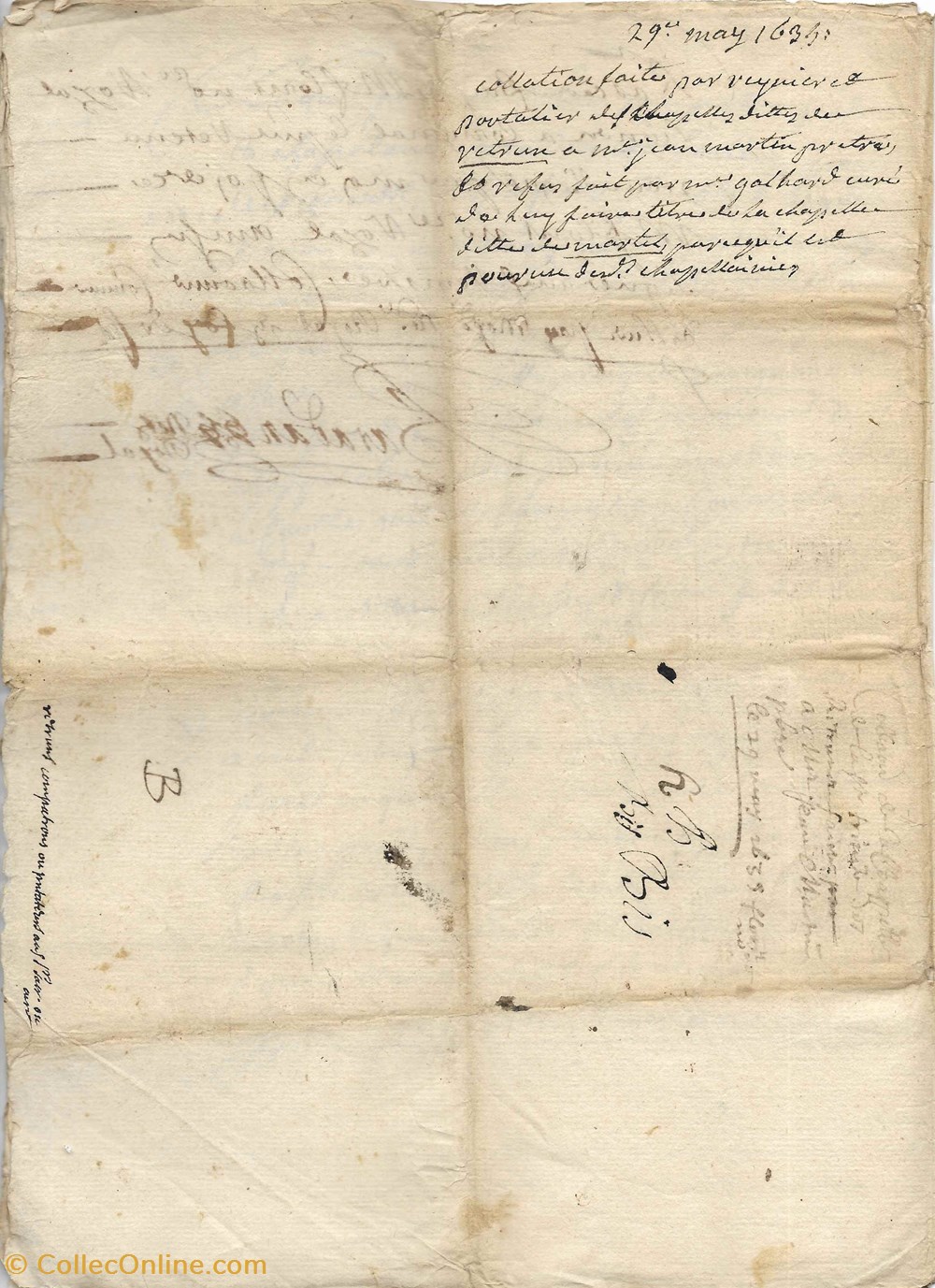 documents anciens autres 1635 concerne la chapelle de la trinite de eglise de la canourgue