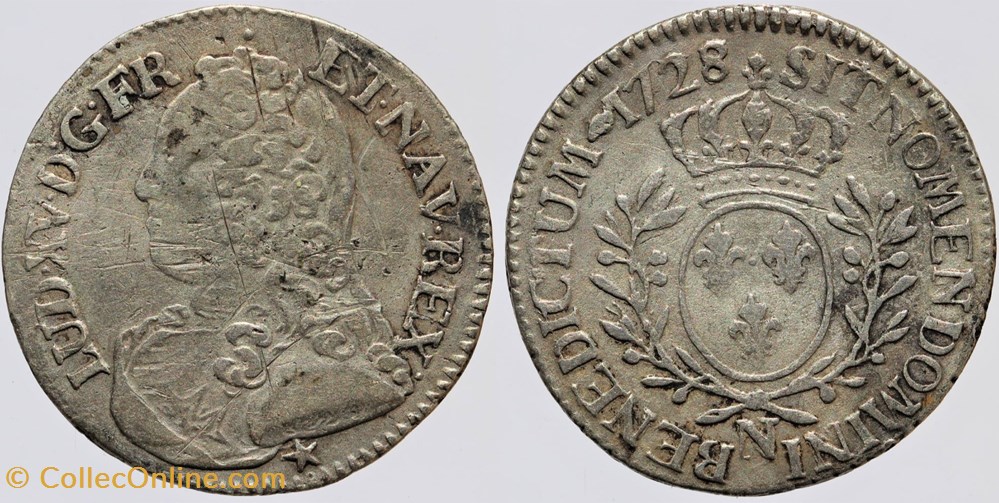 Dy 1677 - Louis XV - 1/5 d'écu - 1728 Montpellier monnaies europe medievale a france royales dy 1677 louis xv 1 5 ecu 1728 montpellier