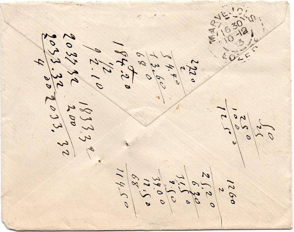 1913 - Cachets type B4 documents anciens marques postales europe 1913 cachets type b4