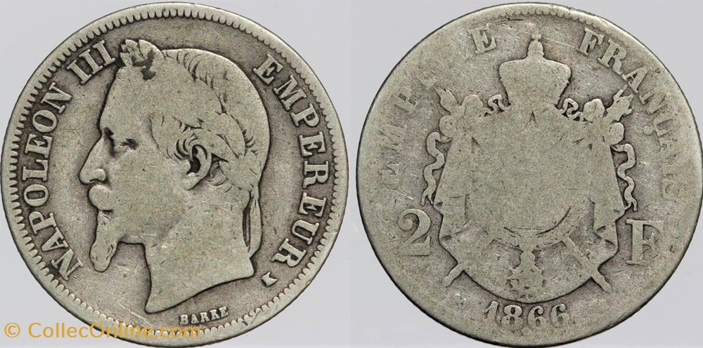 F-263 - Second Empire - 2 francs - 1866 K monnaies monde france f 263 second empire 2 francs 1866 k