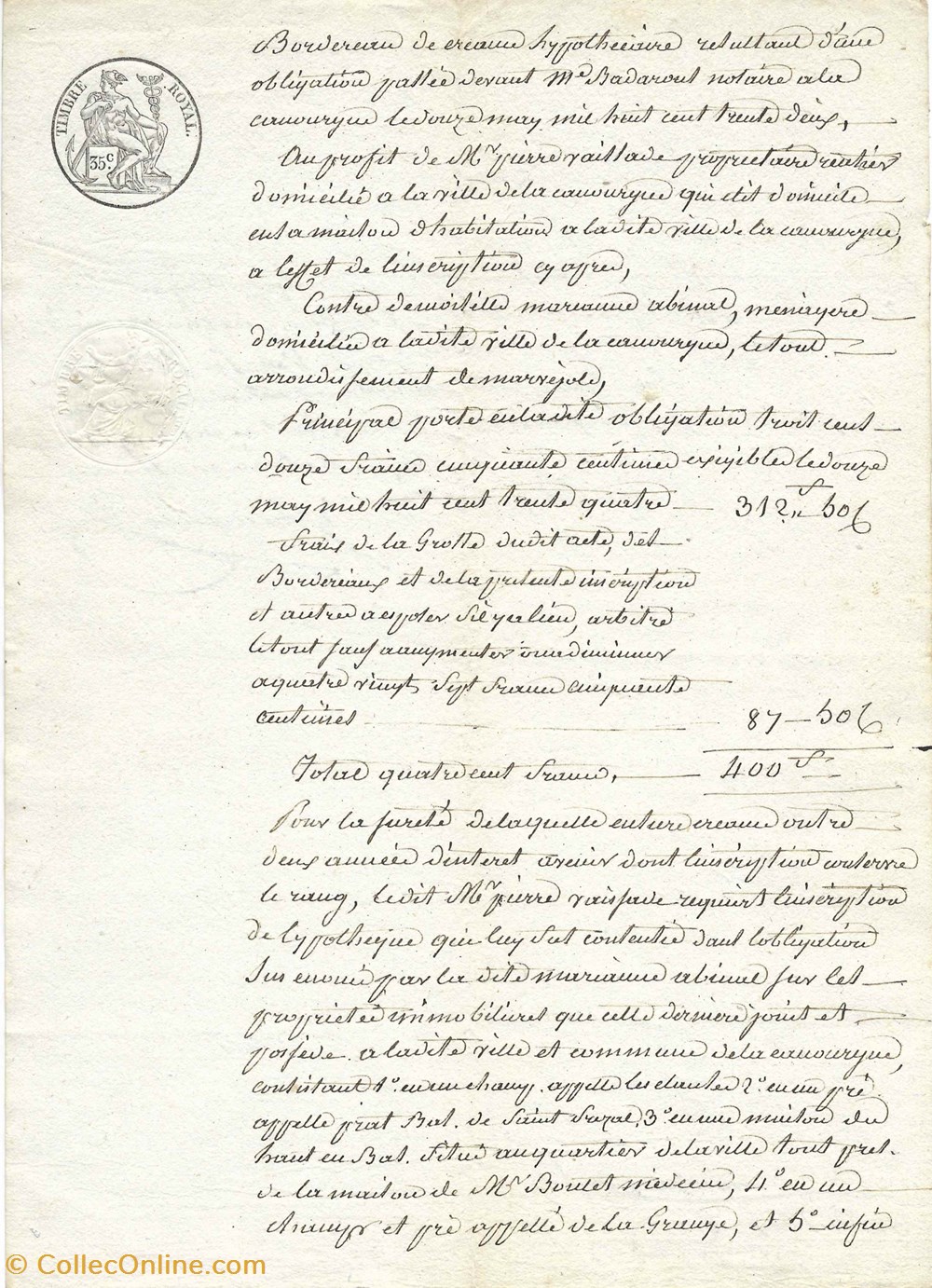 1832 - créance hypothécaire documents anciens autres 1832 creance hypothecaire