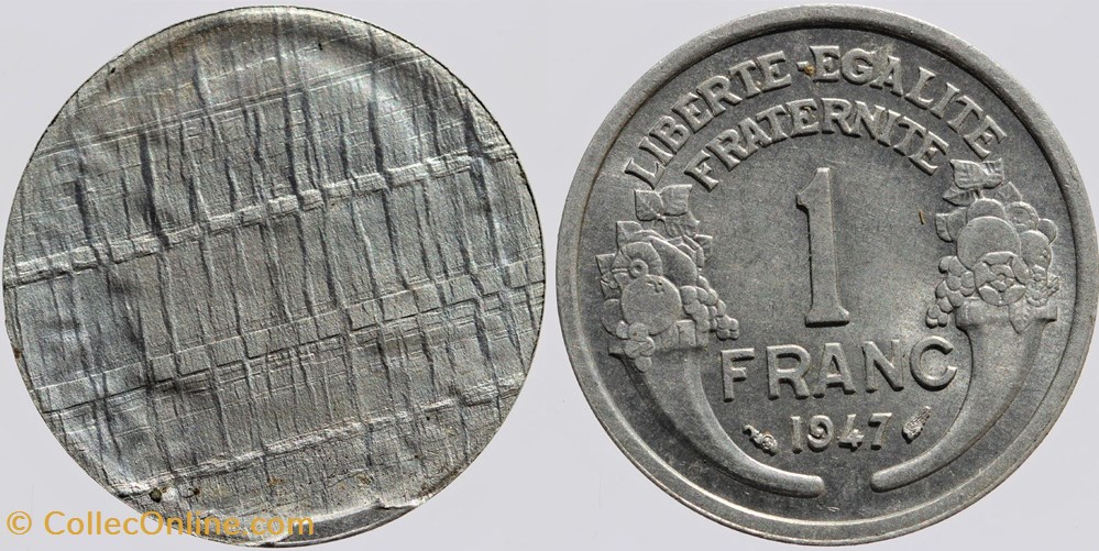 F-221 - Morlon - 1 fr. - 1947 splittée monnaies monde france f 221 morlon 1 fr 1947 splittee