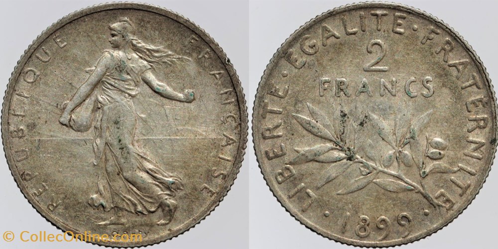 monnaies monde france f 266 roty 2 frs 1899