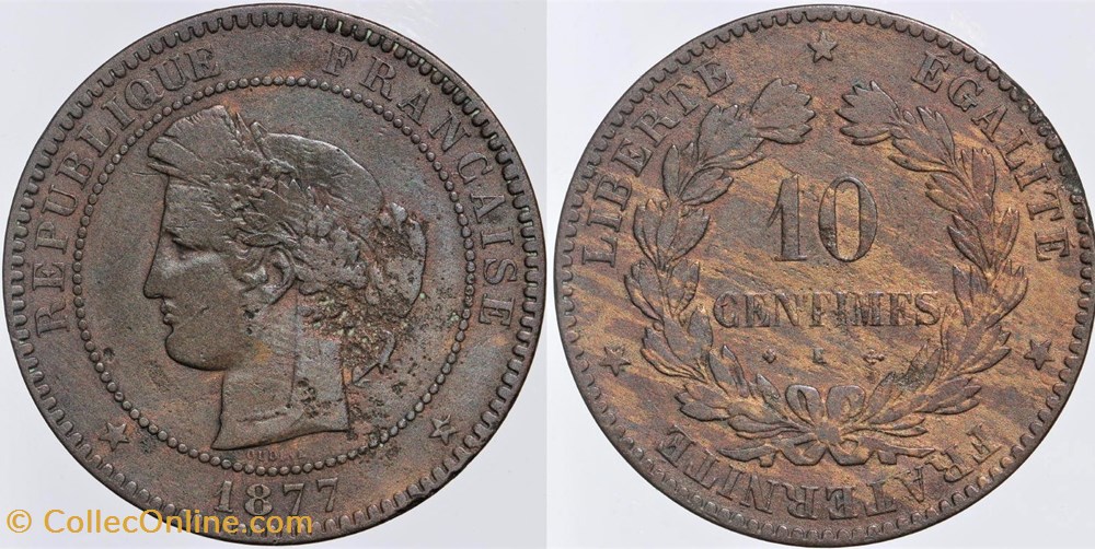 F-135 - Troisième République - Cérès - 10 c. - 1877 K monnaies monde france f 135 troisieme republique ceres 10 c 1877 k