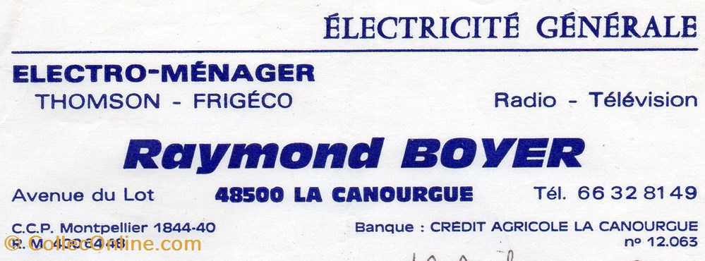 documents anciens factures commerciaux boyer raymond 1992