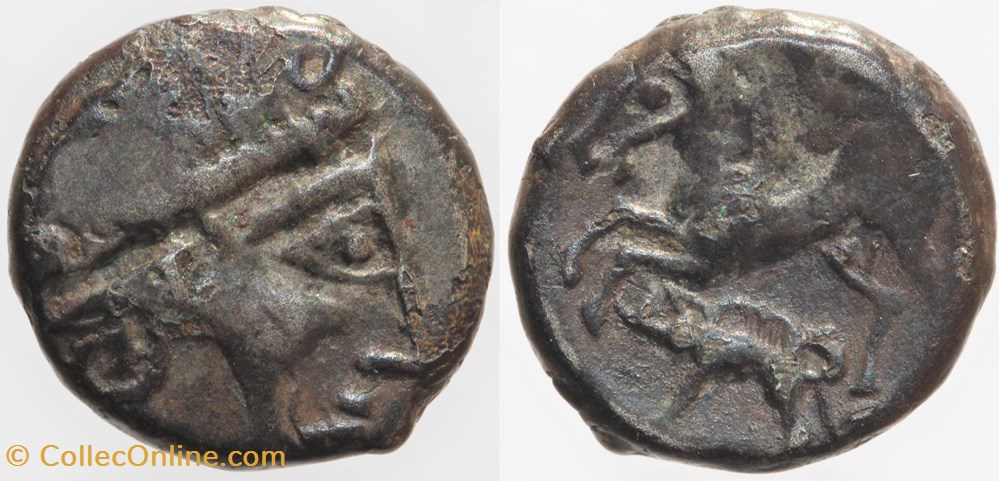 Arvernes - Drachme cheval/sanglier monnaies antiques av jc ap celtes arvernes drachme cheval sanglier
