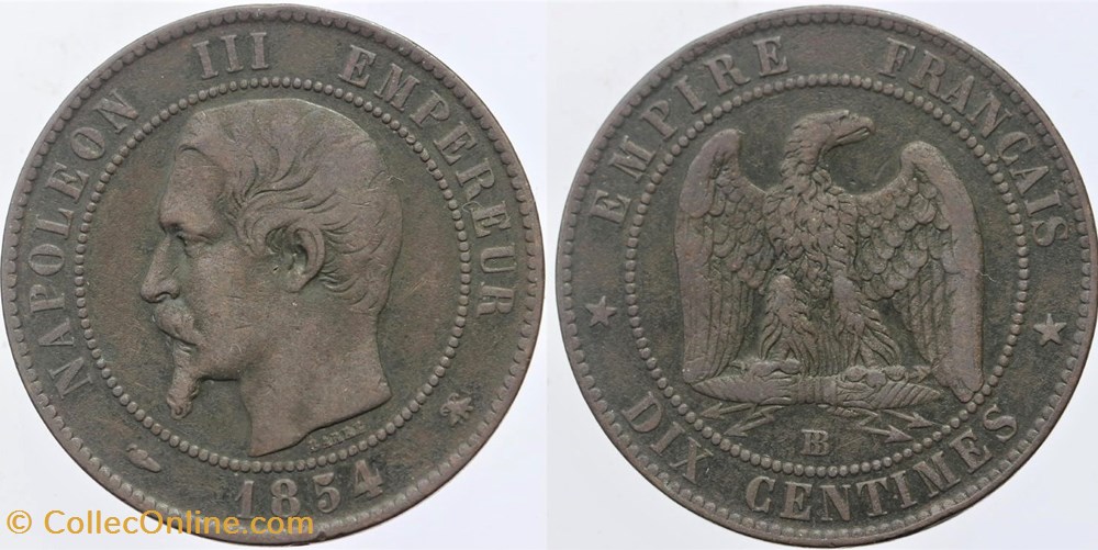 F-133 - Second Empire - 10 centimes - 1854 BB monnaies monde france f 133 second empire 10 centimes 1854 bb