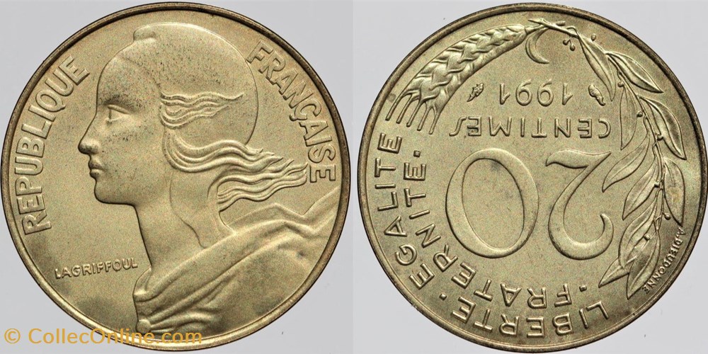 F-156 - Lagriffoul - 20 c. - 1991 médaille monnaies monde france f 156 lagriffoul 20 c 1991 medaille