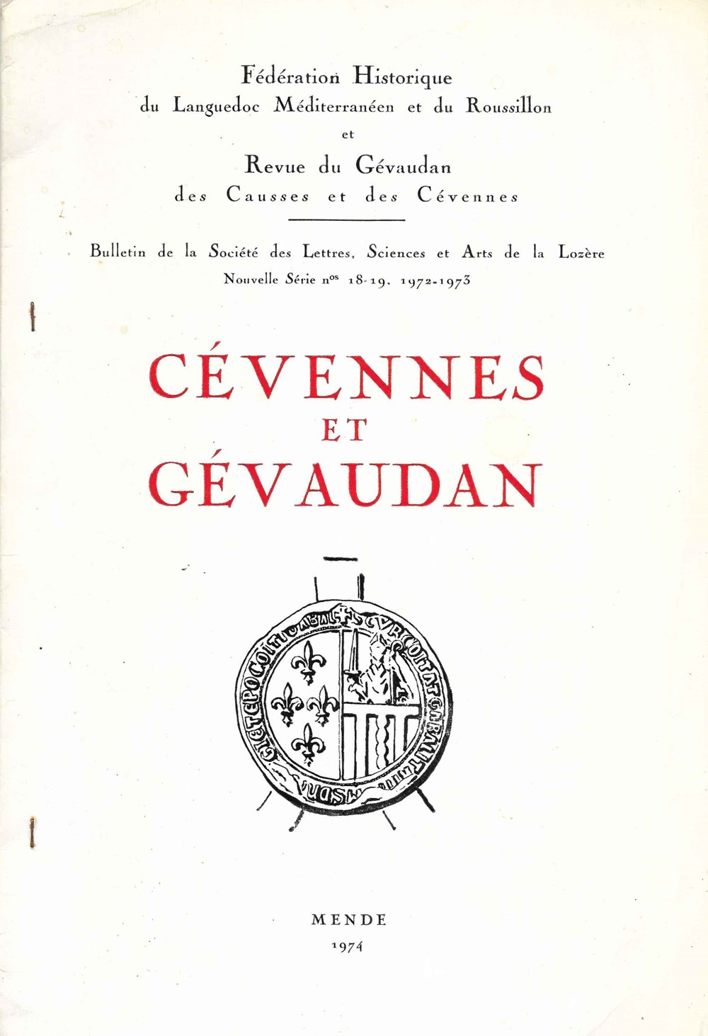 livres bd revues 1974 revue du gevaudan des causses et des cevennes