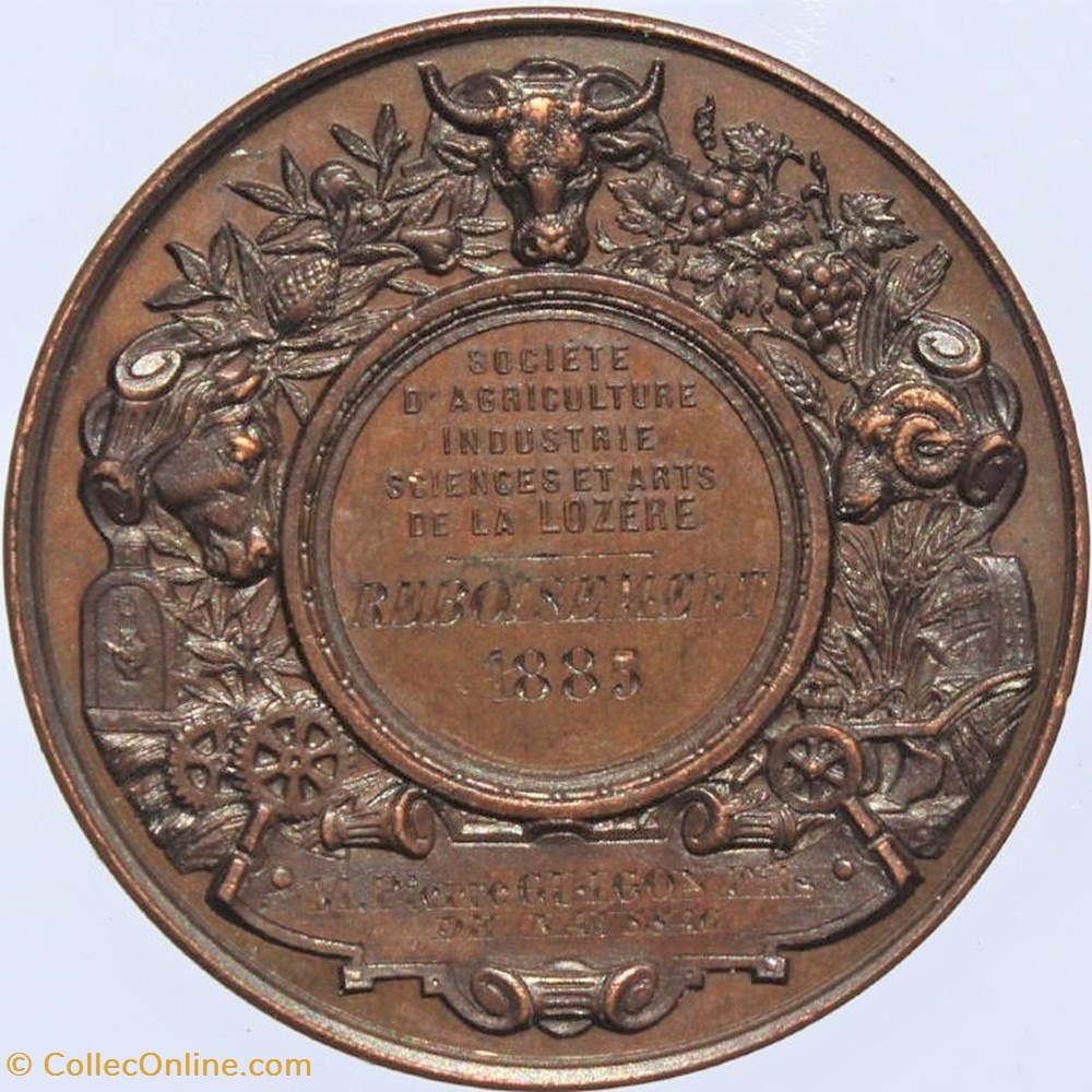 1885 - Reboisement 3 medailles france 1885 reboisement