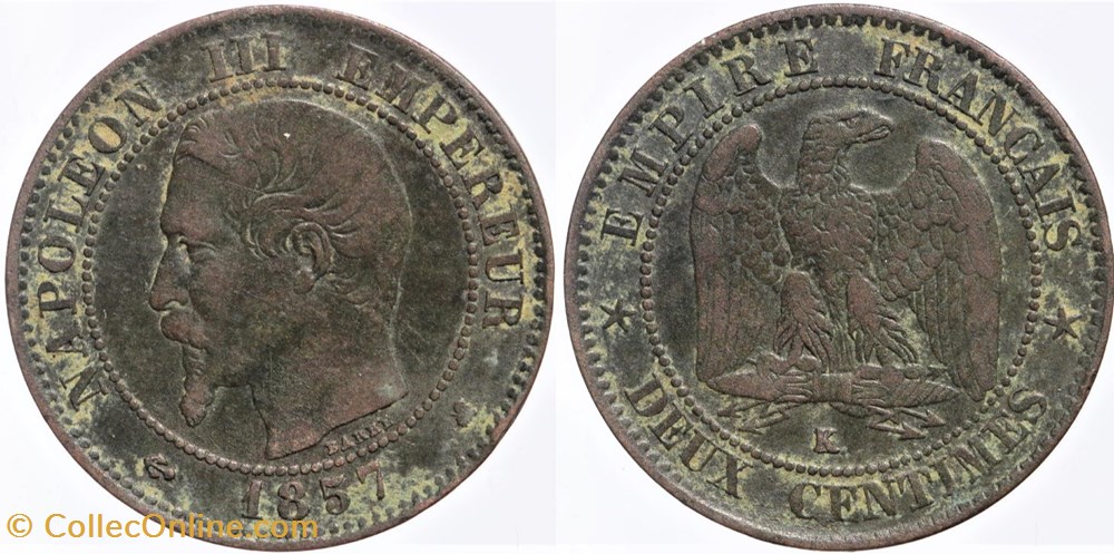F-107 - Second Empire - 2 centimes - 1857 K monnaies monde france f 107 second empire 2 centimes 1857 k